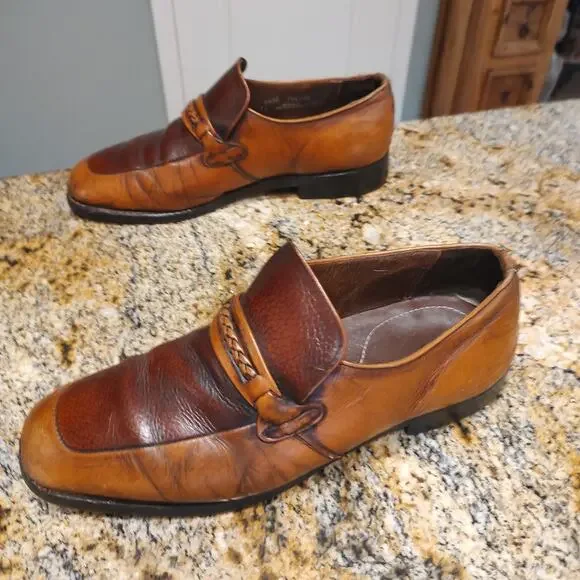 Vintage Nunn Bush Brown Leather Loafers Size 8 1/2 EEE ID 944100
